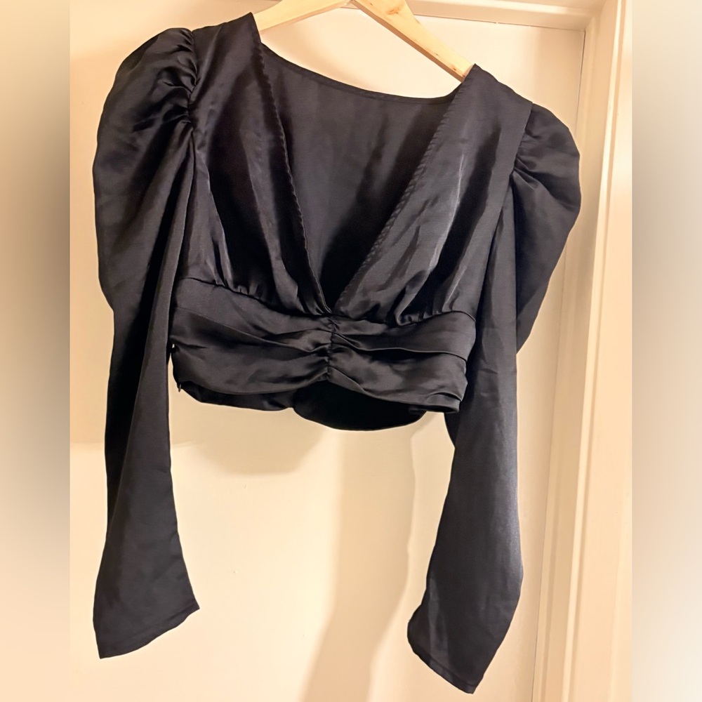 NWOT SHEIN Elegant Black Puff Sleeve Blouse